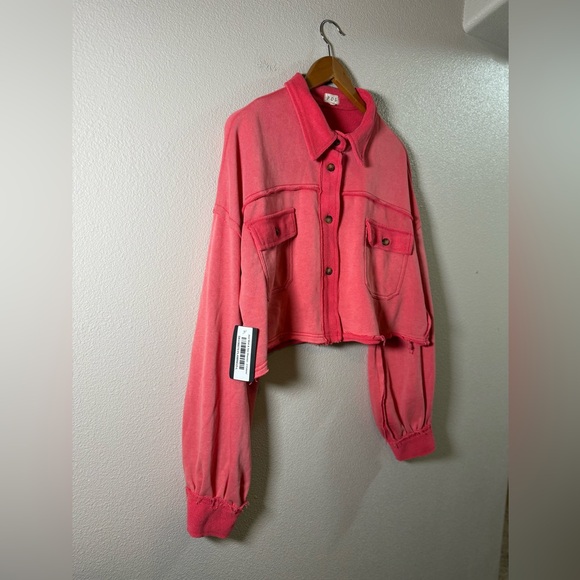 NWT POL Cropped Boho Shacket Large - Picture 2 of 8